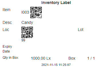 Axacute inventory features barcode label