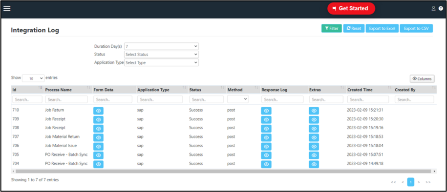 Enhanced Integration Log